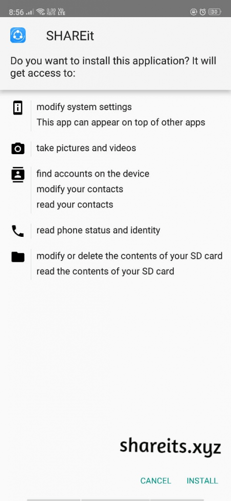 Click Install SHAREit App